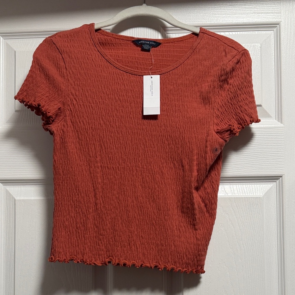 American Eagle Outfitters Burnt Orange Short Sleeve Top